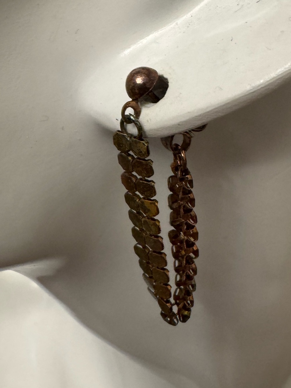 Bronze Linked Hoop Earrings - Women's Fashion Jewelry